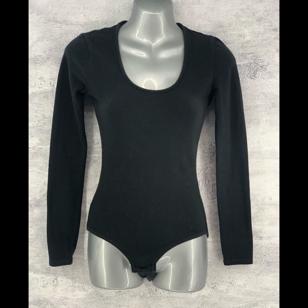 Madewell Black Scoop Neck Bodysuit Tee Long Sleeve